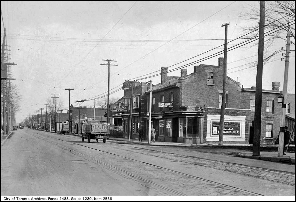 1229 Queen St. E. c.1920s at north-west corner Leslie St.jpg