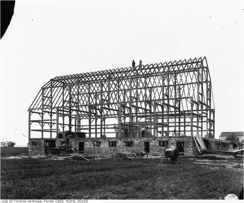 Barn raising Bales farm, Lansing.jpg