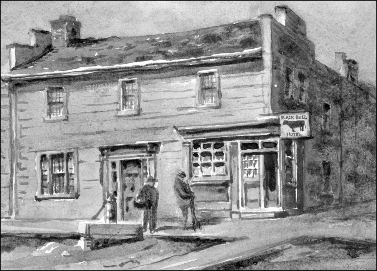 Black Bull Hotel, Queen St. W., north east corner Soho St.  c.1888?  TPL.jpg