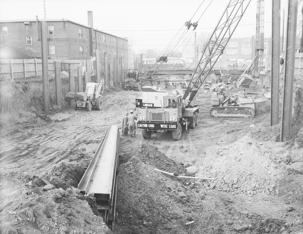 Boring and placing soldier piles between Chatham Avenue and Danforth Avenue November 12, 1963 ...png