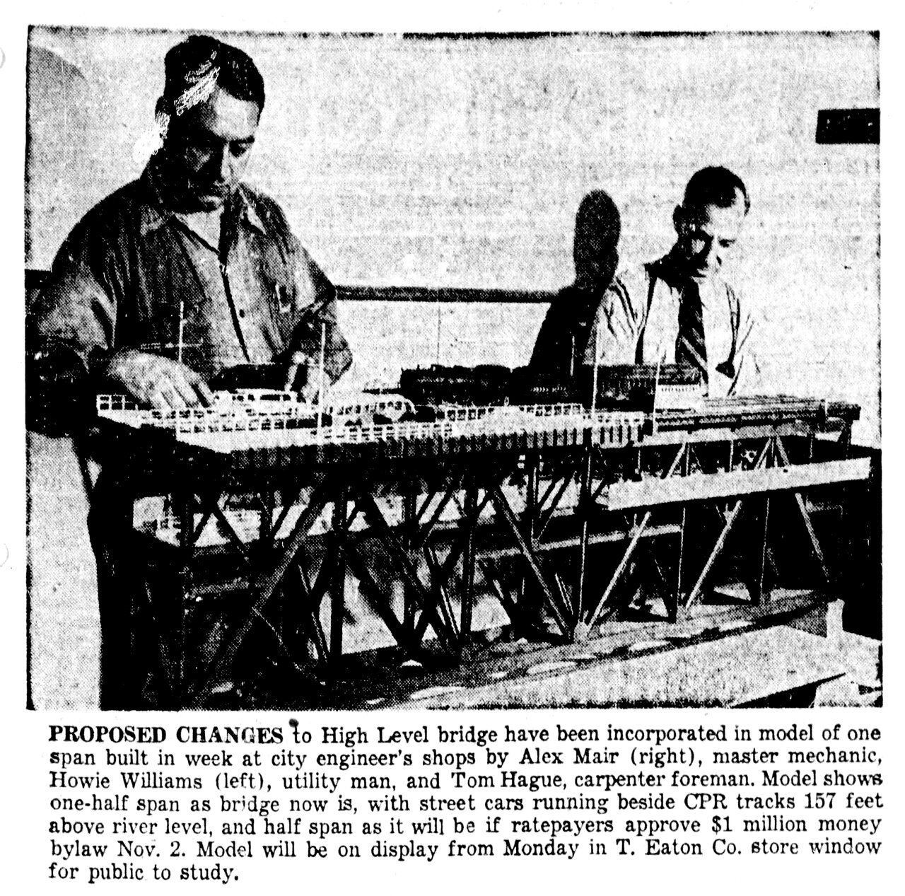 Edmonton Bulletin, High Level Bridge, Proposed 1949 Modification Model.jpg