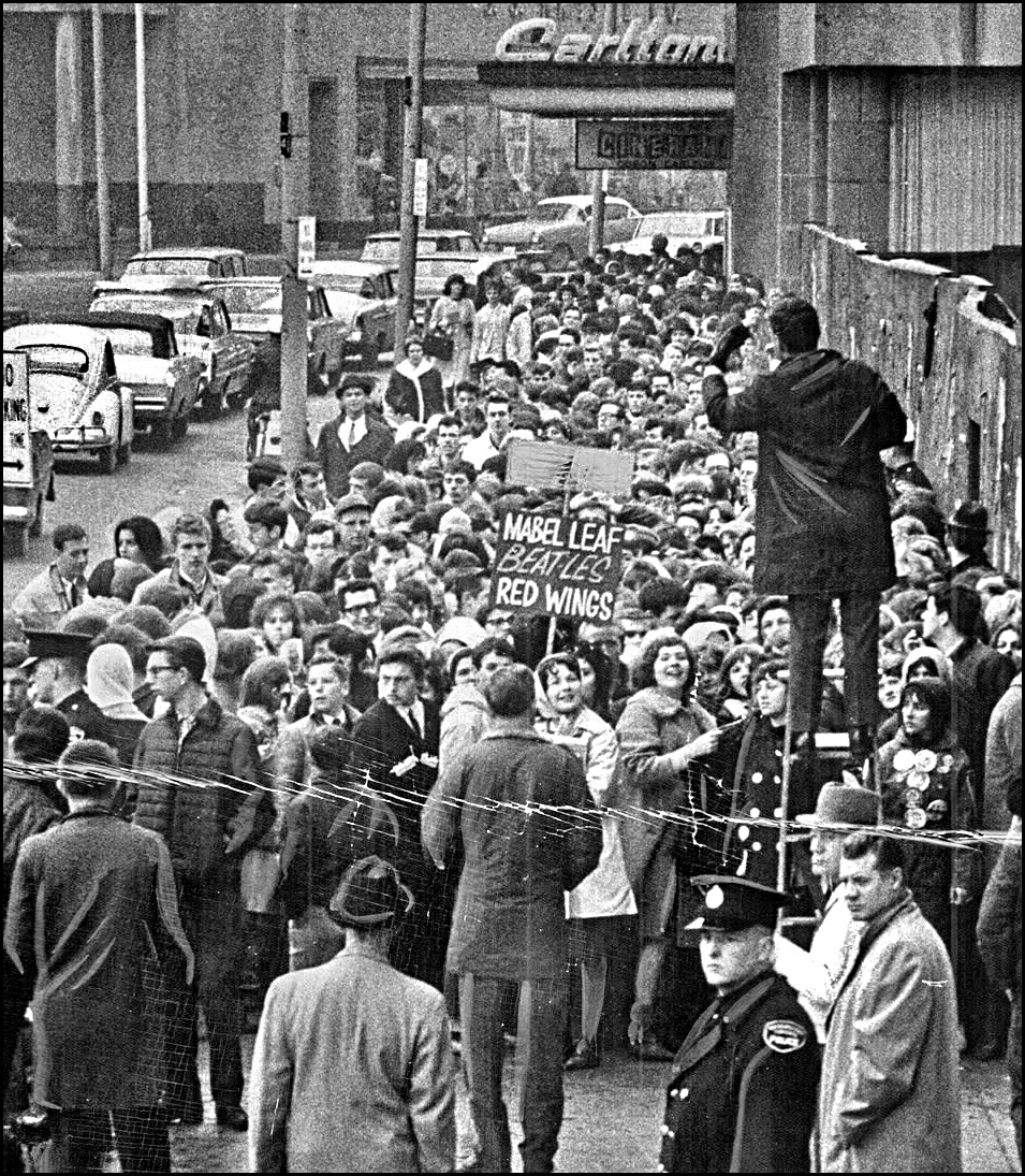 'Everybody's crazy'. This is only part of the mass of Beatle-lovers who descended on Maple Lea...jpg