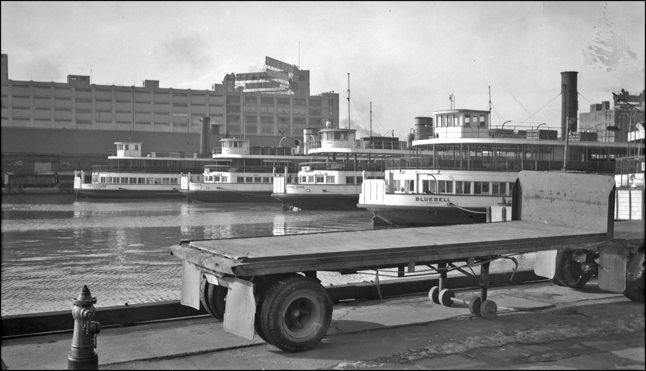 Ferry Docks, east of foot of York St.-Ferries l. to r. Trillium, Sam McBride, Thomas Rennie, B...jpg