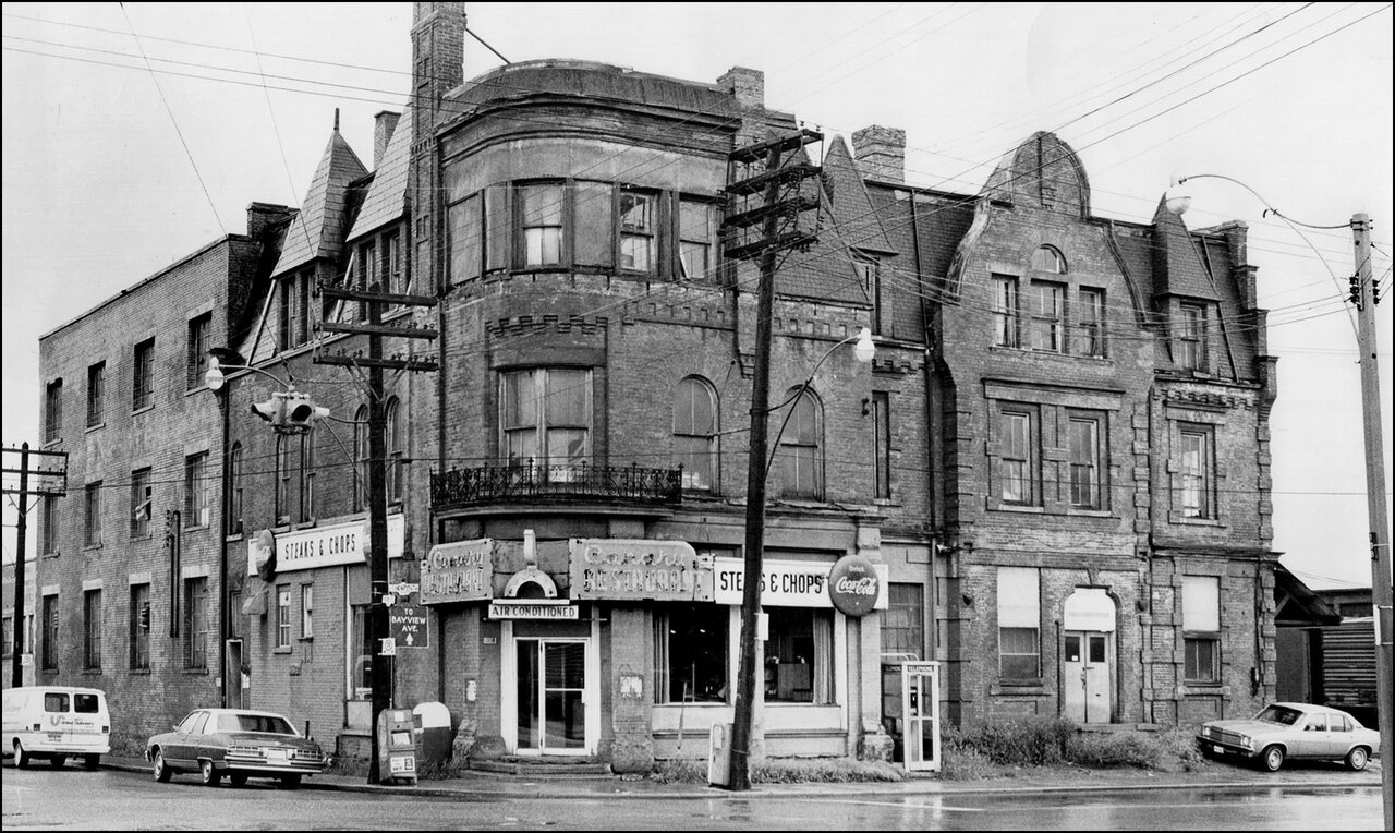 Former Palace Street School, Front St. E, S:E corner of Cherry St. 1979  TPL.jpg