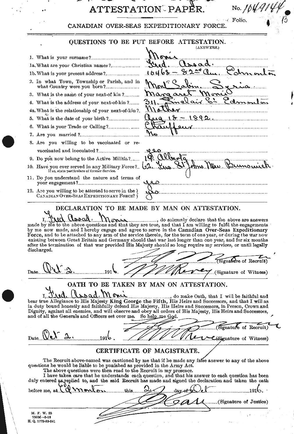 Fred Morie Enlistment Papers.jpg