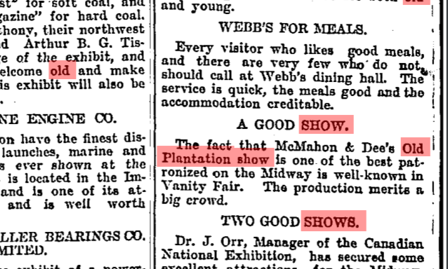 globe 5 sep 1904 p8 old plantation show.png