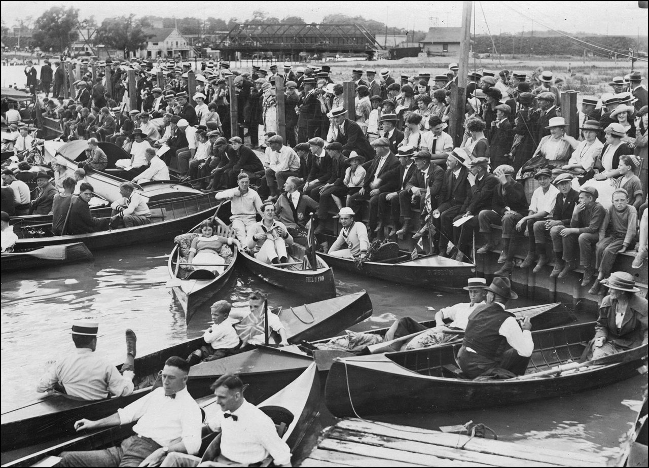 Humber Bay Regatta - looking north west to Lakeshore Blvd. bridge 1922 TPL.jpg