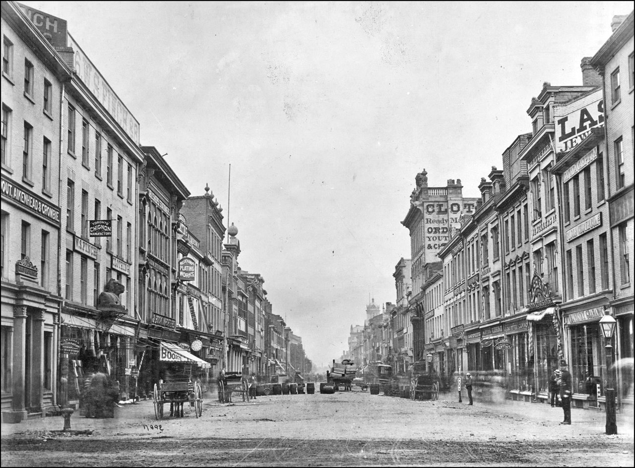King St. East, looking east from Yonge St. 1873 TPL.jpg