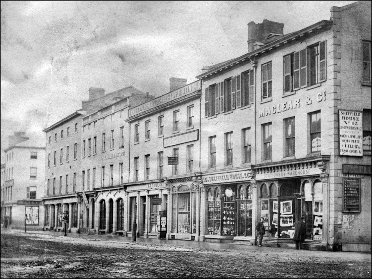 King St. W., south side, looking east from Jordan St. 1867 TPL.jpg