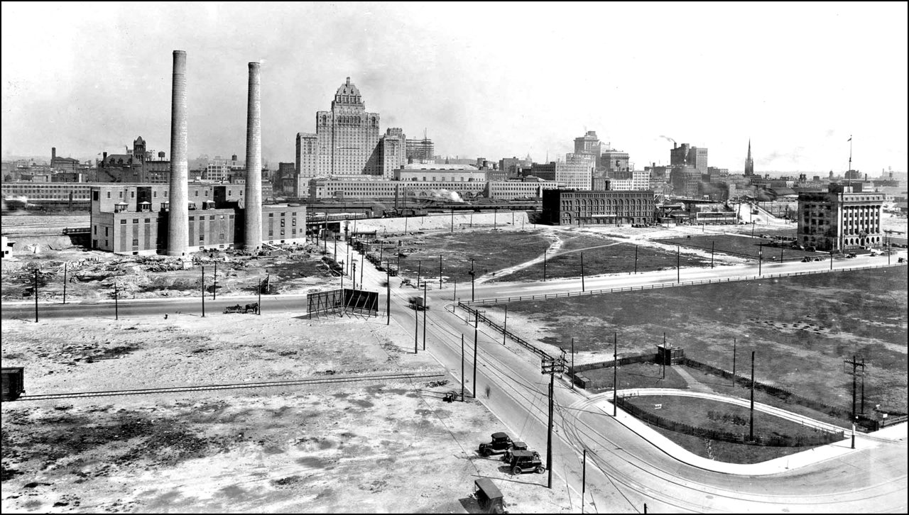Looking north east from York St. and Queen's Quay W. 1929  TPL.jpg