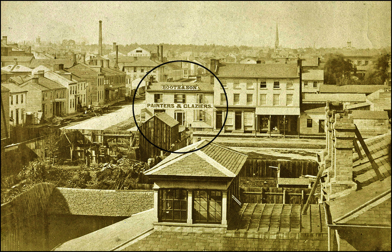 Looking north west from south of Adelaide St. E., east of Victoria St.   1856   TPL.jpg