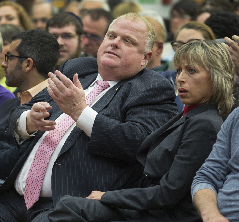 Mayor Rob Ford and his wife Renata Ford react to Doug Ford\'s speech.jpg