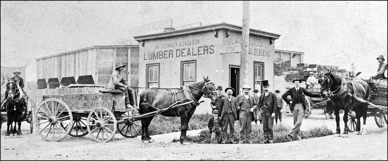 McCormack & Jackson lumber dealers, Keele Street, NW corner of Vine St. c.1888 TPL.jpg