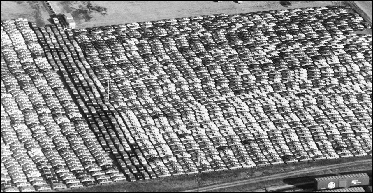 New cars for shipment at GM plant, Oshawa 1981 TPL.jpg