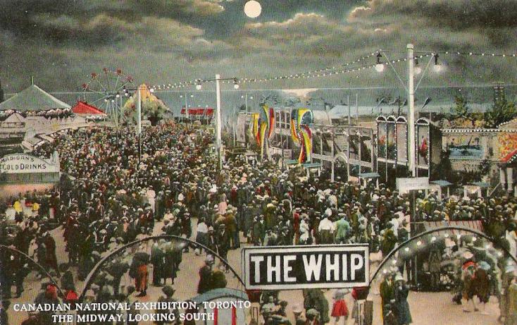 POSTCARD - TORONTO - EXHIBITION - MIDWAY - LOOKING S - TINTED NIGHT - THE WHIP - c1910.jpg