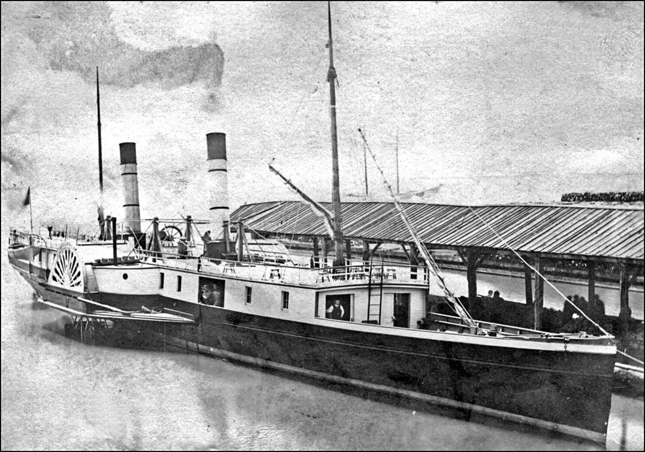 Rothesay Castle (1861-1876), paddle steamer, at Yonge St. wharf. 1866 TPL.jpg