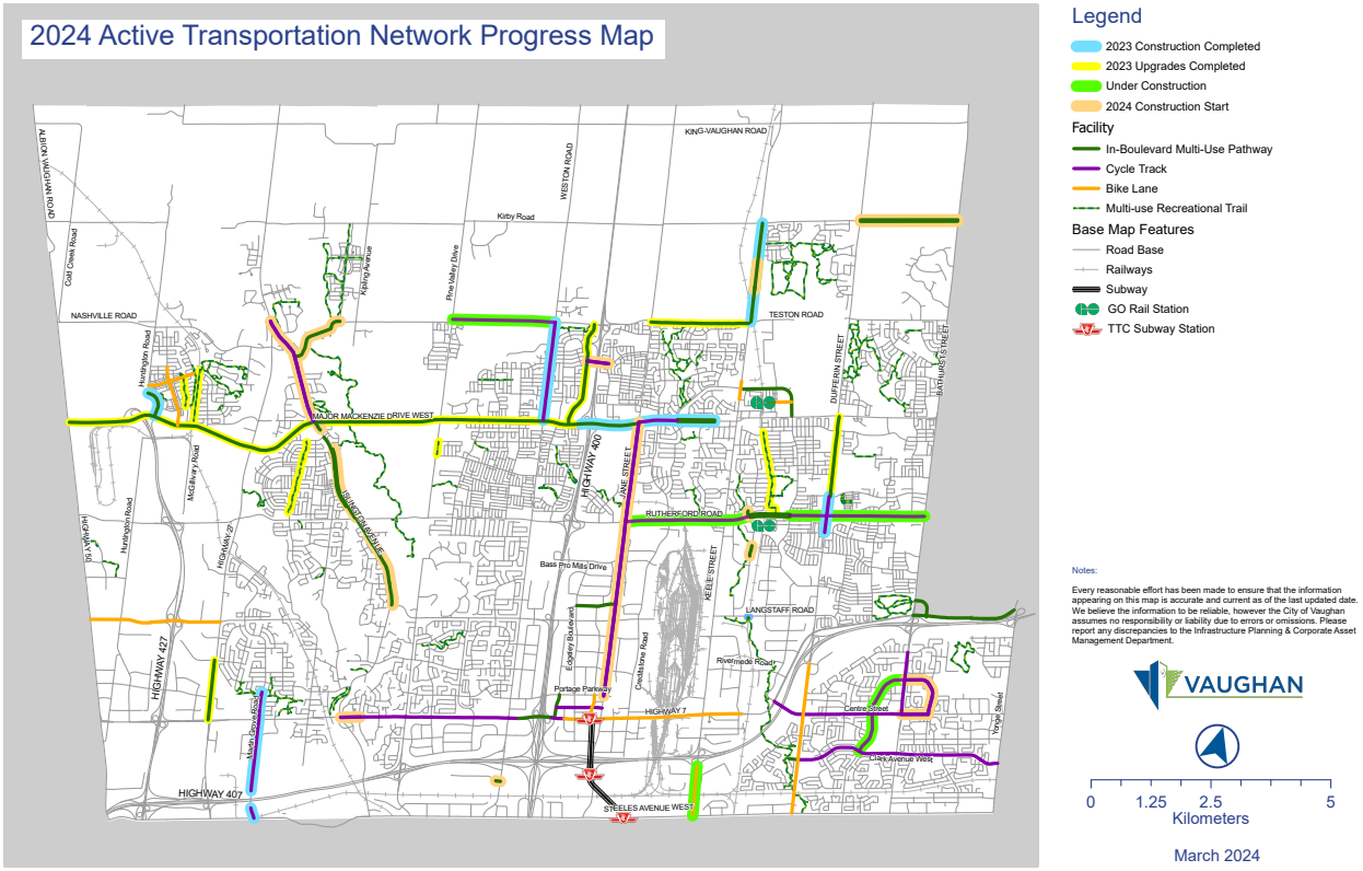 Vaughan Mar 2024 Active Transportation Network Progress Map.png