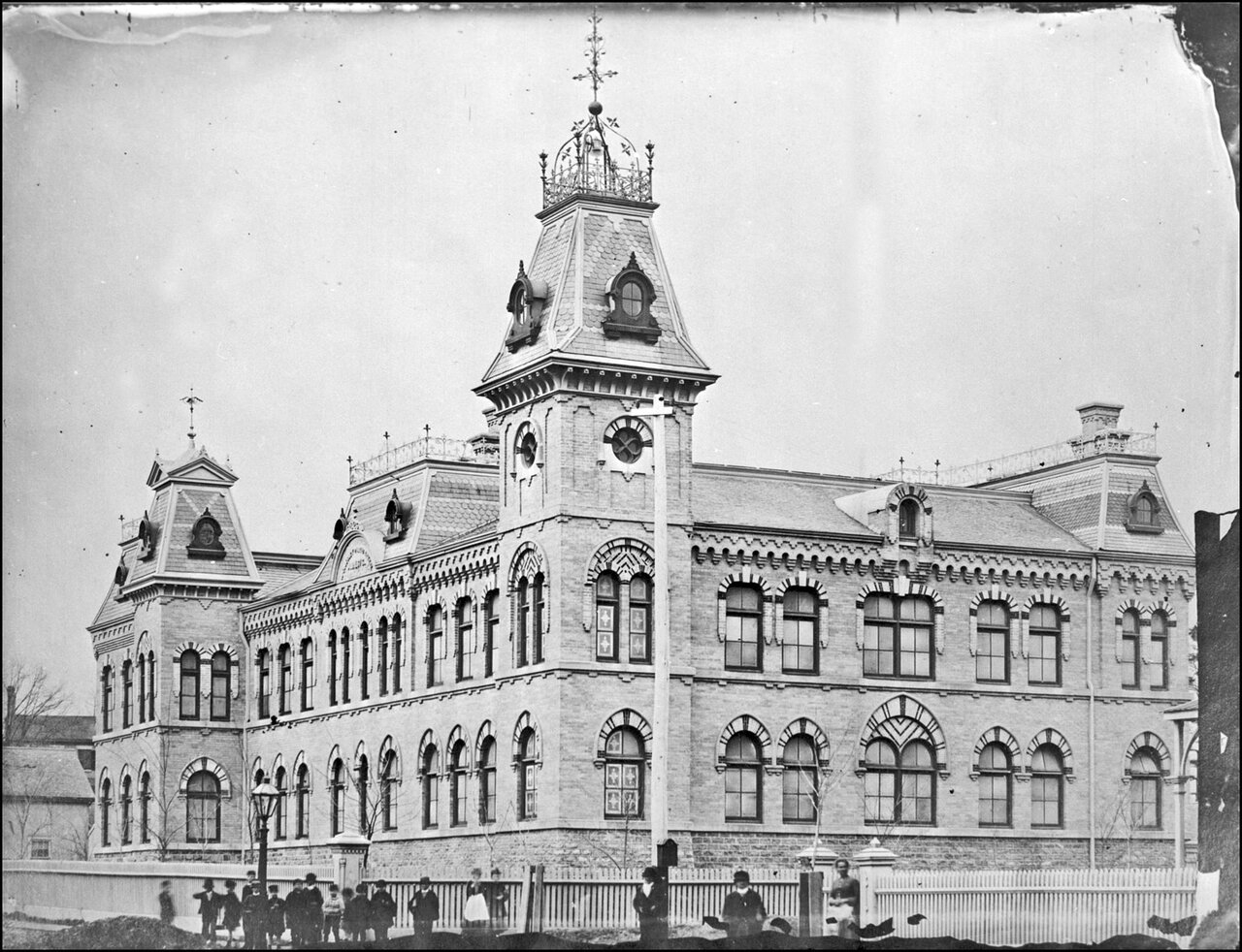 Wellesley Public School, Bay St., n.e. corner Wellesley St., looking n.e. 1876  TPL.jpg