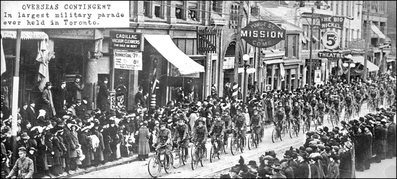 World War One 1914-1918 parade of troops  on Yonge St. 1915 TPL.jpg