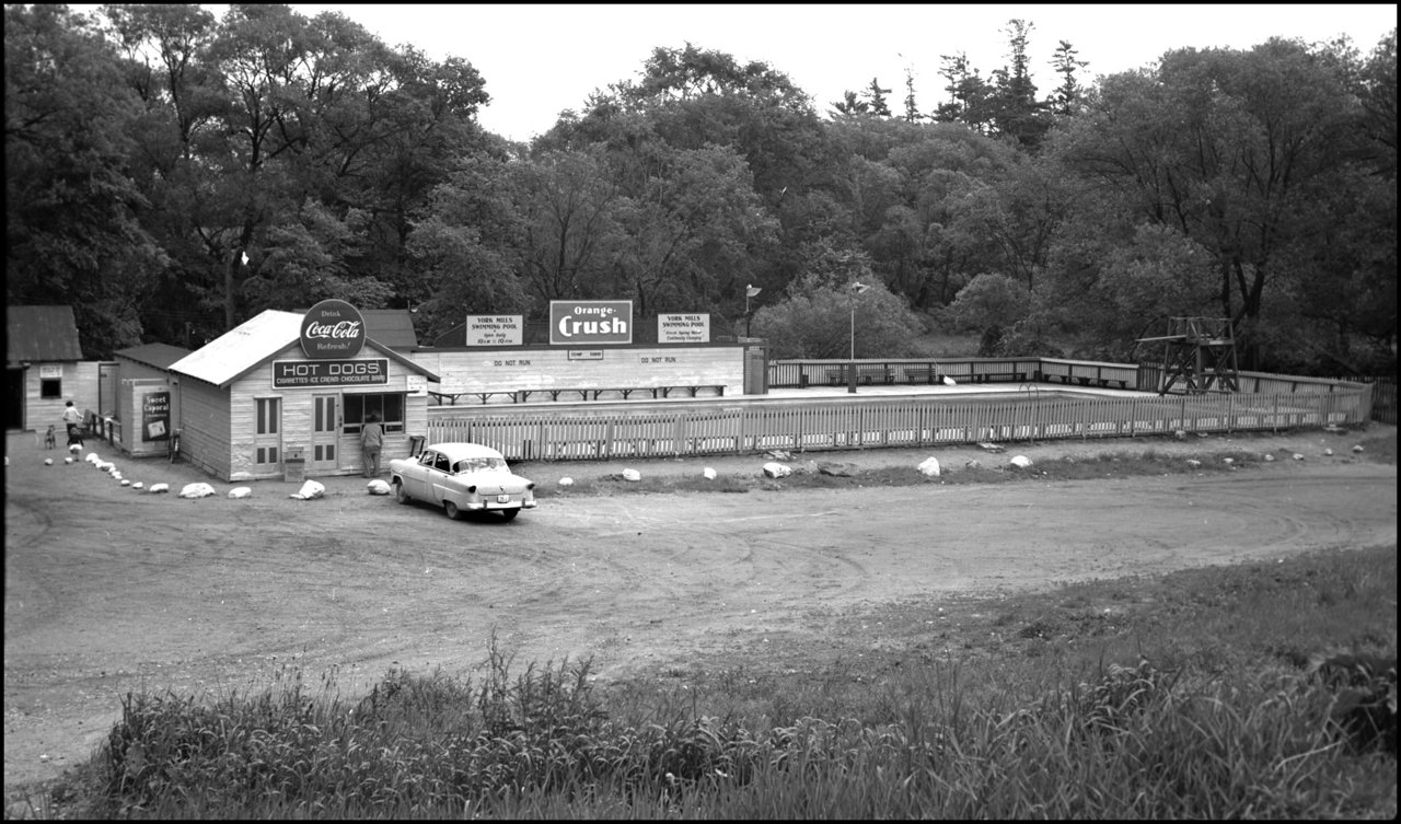 York Mills Swimming Pool, Yonge St., east side, south of Mill St. - looking south east  1954  ...jpg