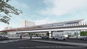 Street-level view of entrances and elevated platform at the future Scarlett Station.jpg