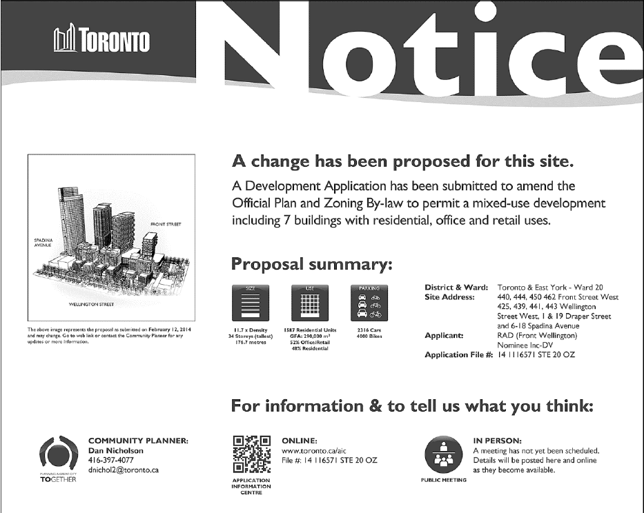 City Launches Development Notice Sign Pilot Project UrbanToronto