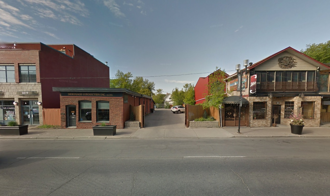 The site of the proposed redevelopment, Calgary, Hive, Google Street View
