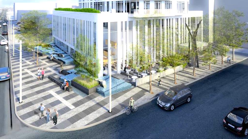 Public realm, as it will appear upon completion, image via Lamb Development