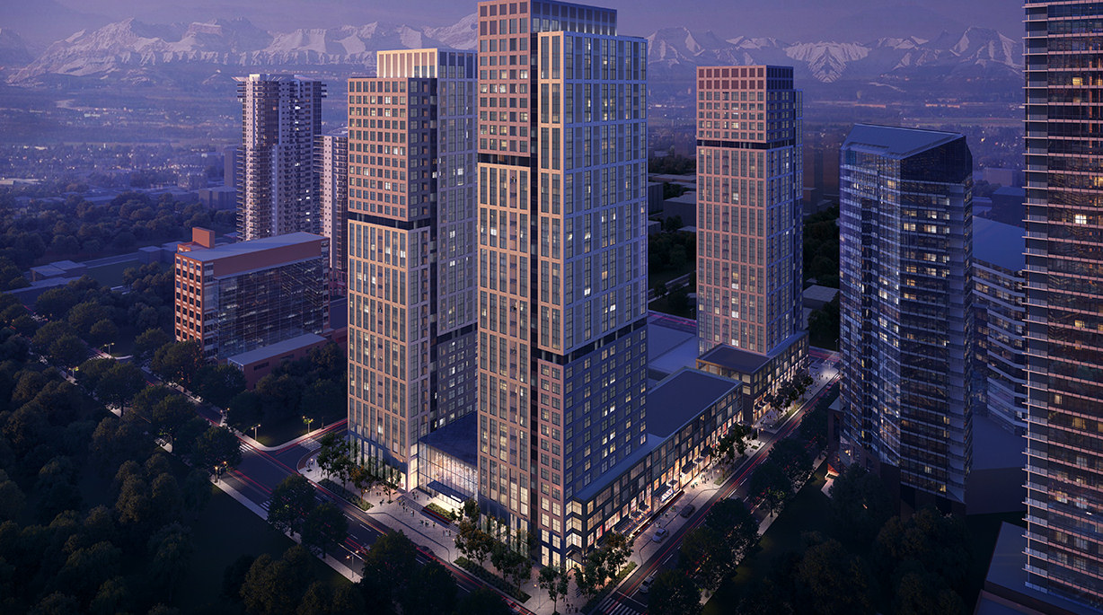 Rendering of three tower project, image Via One Properties