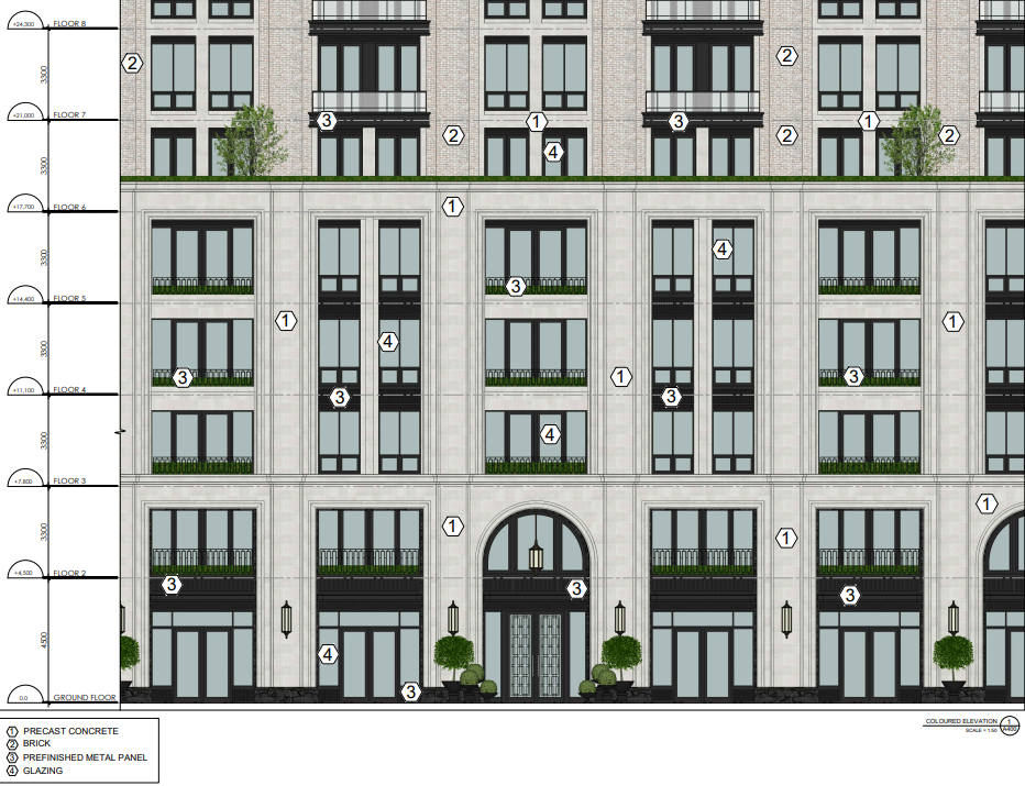 Elevation of 3180 Yonge Street, designed by Richard Wengle Architect for NYX Capital