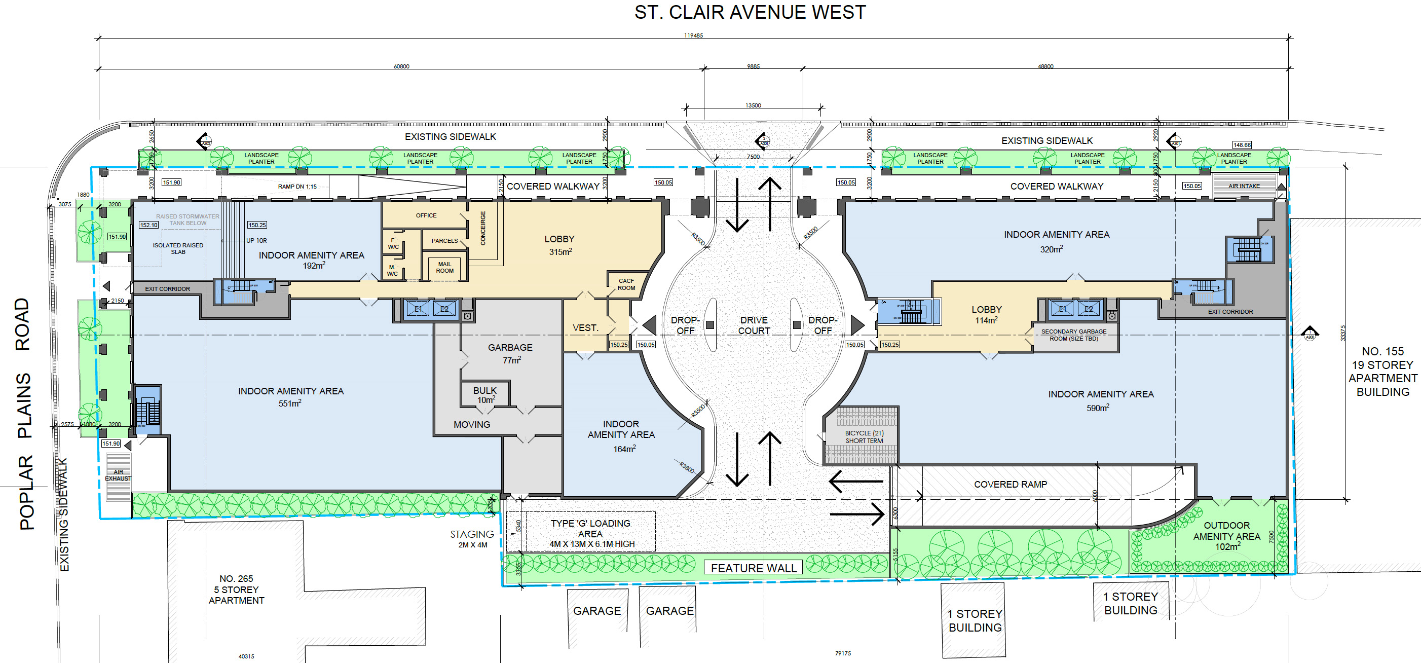 175-195 St Clair W, Toronto, designed by Richard Wengle Architect Inc. for Plaza Partners.