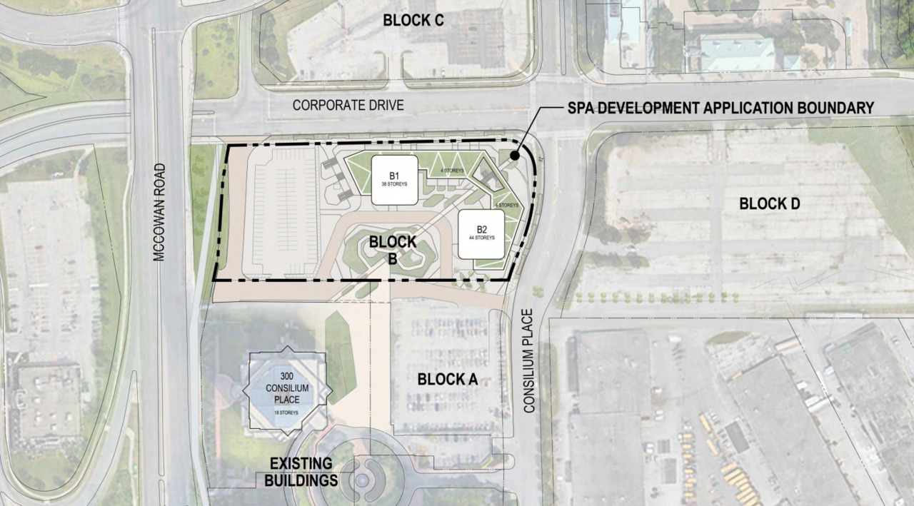 Consilium Place Lands Site Plan, Toronto, designed by WZMH Architects for Kevric Developments