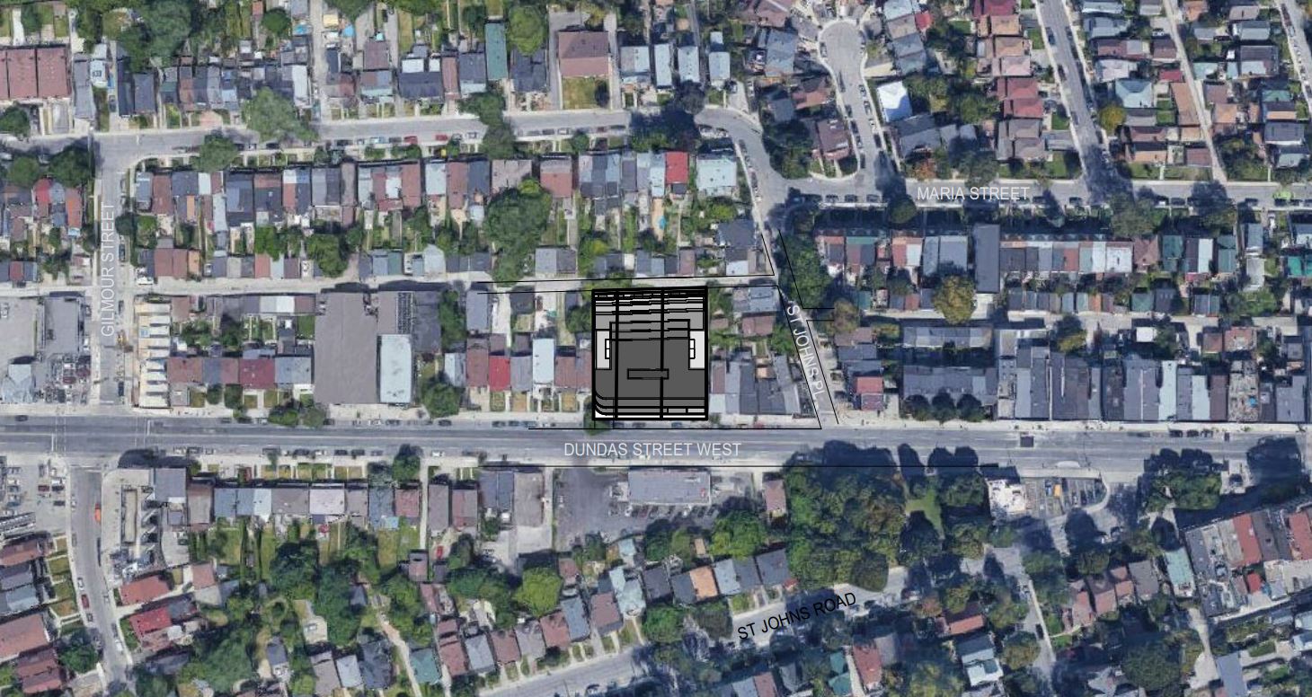Location of 3194 Dundas West, Toronto, image by Bousfields