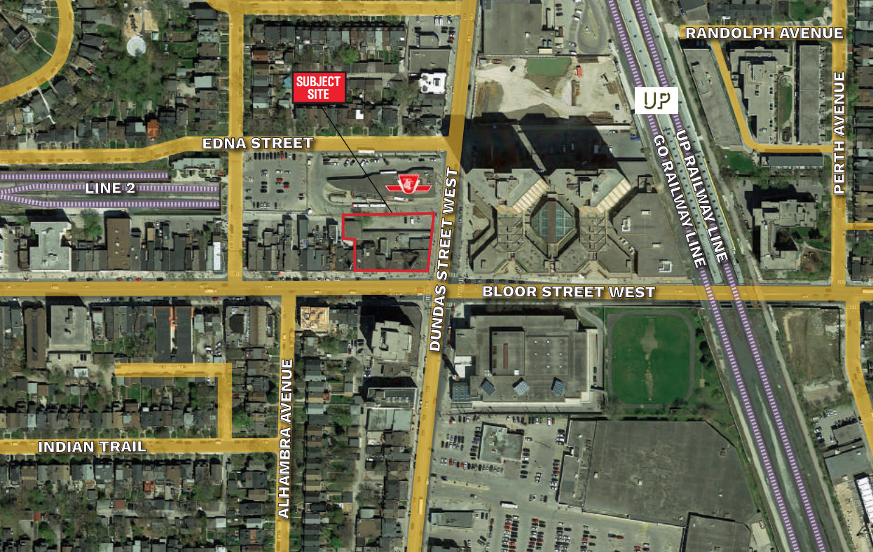 Aerial view of proposed development, 1540 Bloor West, Toronto 