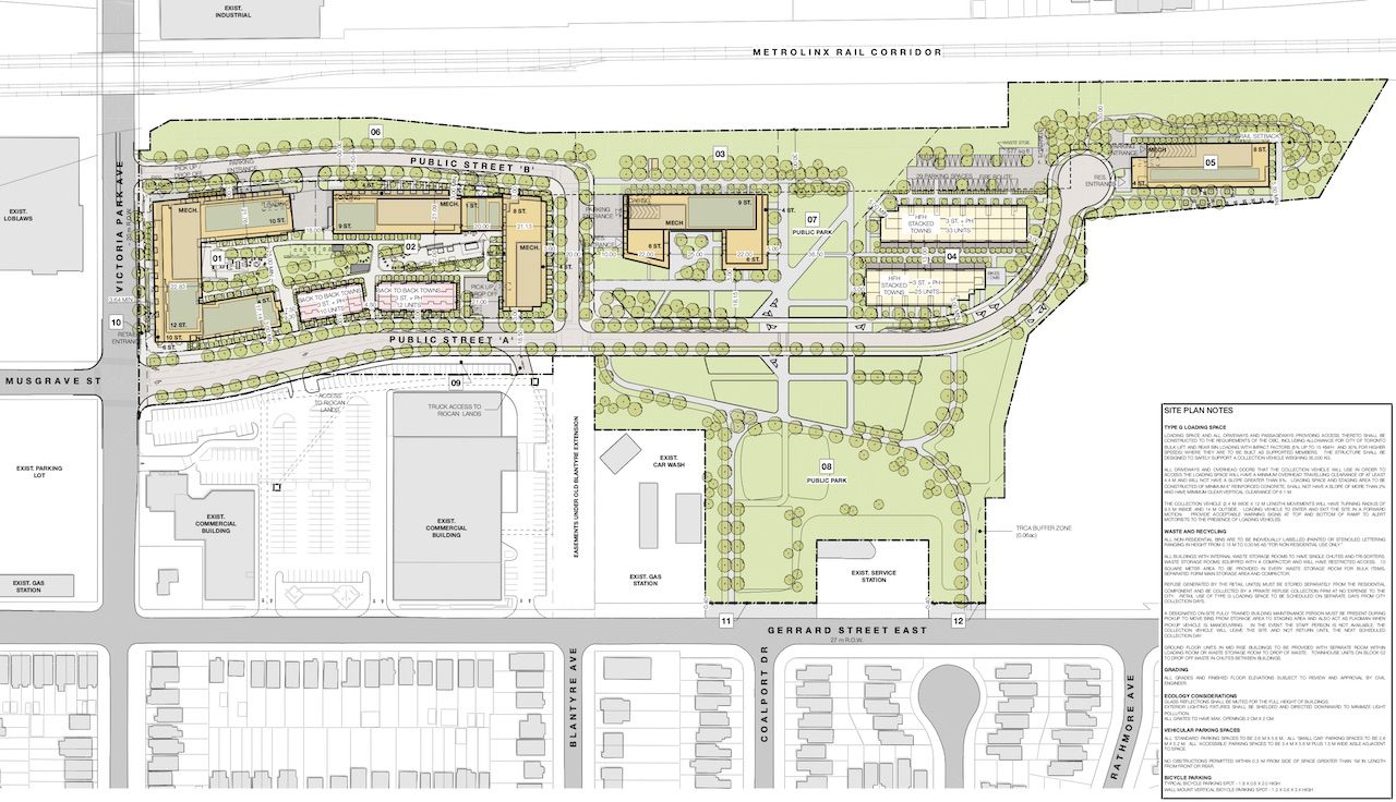 Site Plan, Birch Cliff Quarry lands, Toronto, designed by TACT Architecture for Diamond Kilmer
