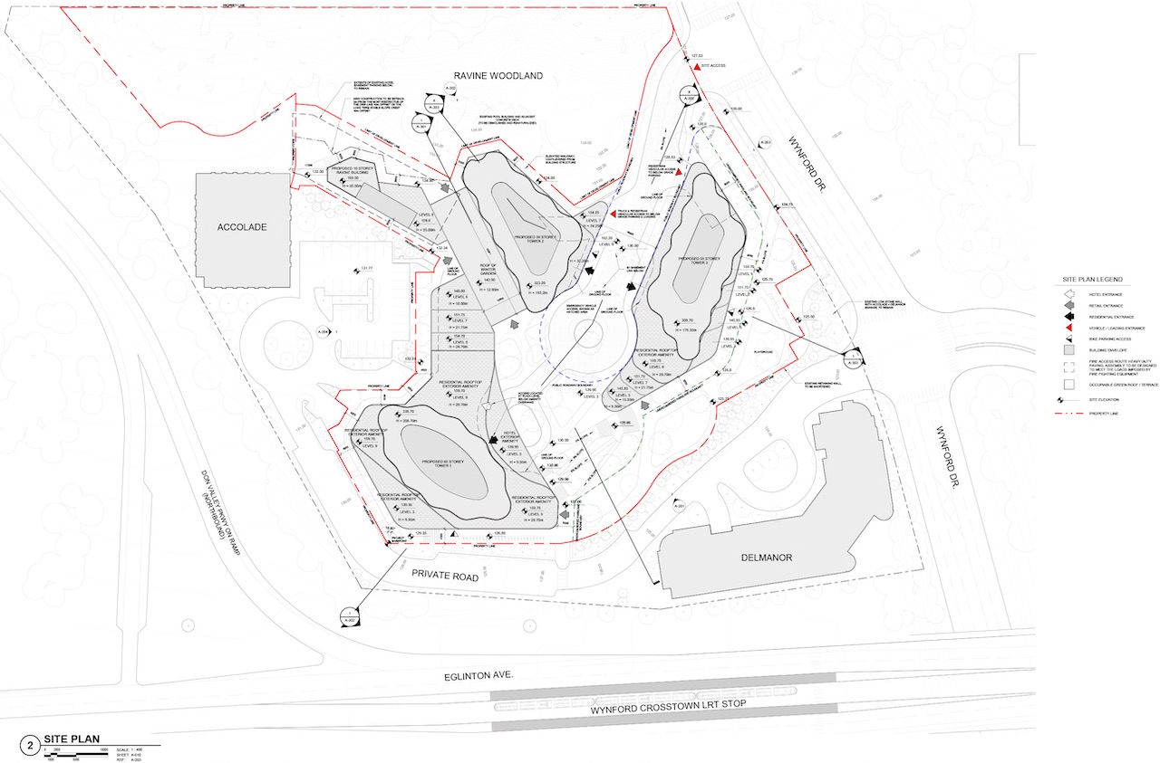 Site Plan, 175 Wynford Drive, Toronto, designed by AS+GG Architecture for Freed and Fengate