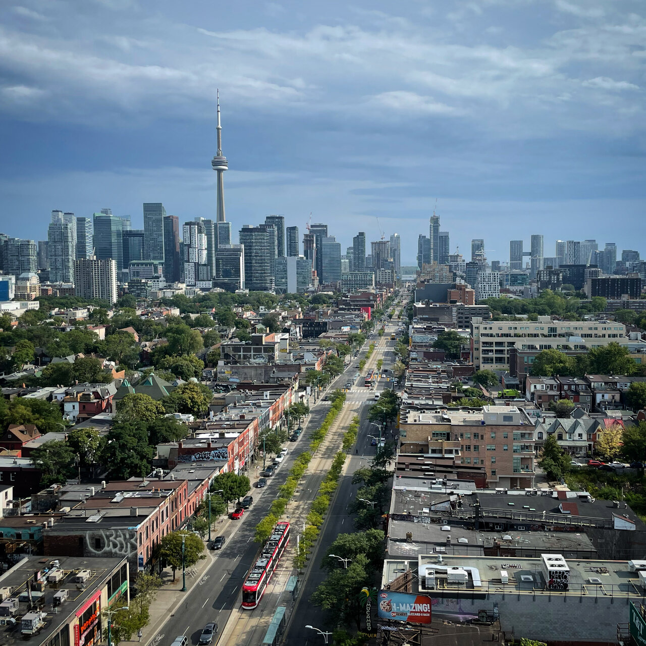 View from the Waverley at College and Spadina towards the Toronto skyline, image by UT Forum contributor thecharioteer