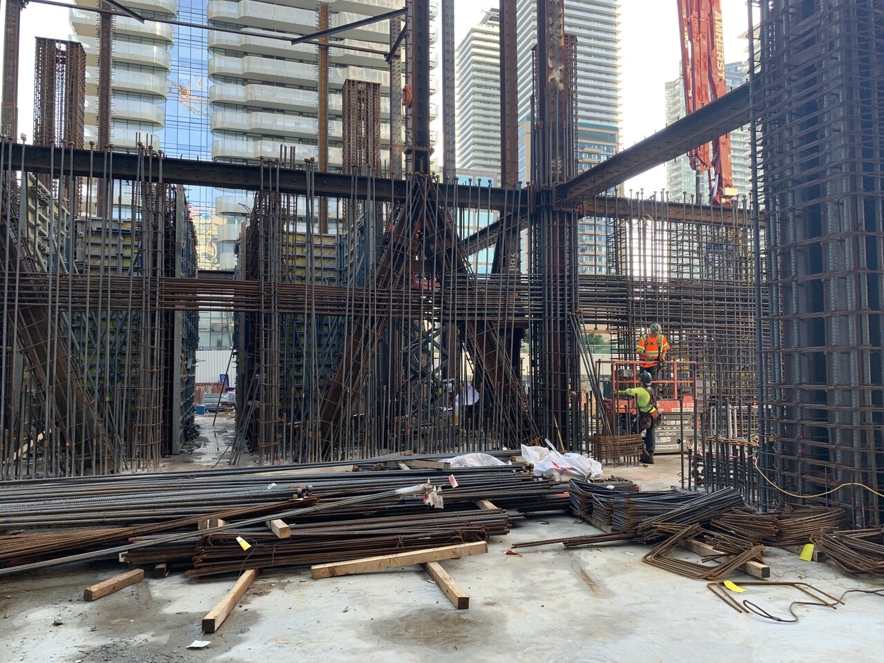 Construction at The One, Toronto, designed by Foster + Partners and Core Architects for Mizrahi Developments