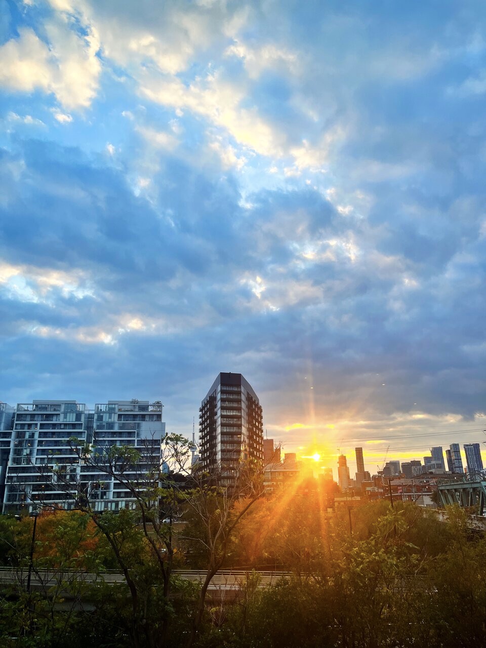 城市多伦多的夕阳河景