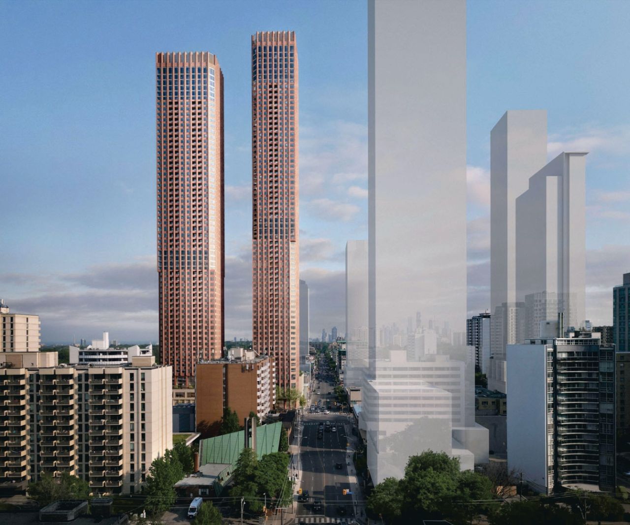 Paired Towers Would Replace Low-Rise Commercial Opposite Mount Pleasant Station
