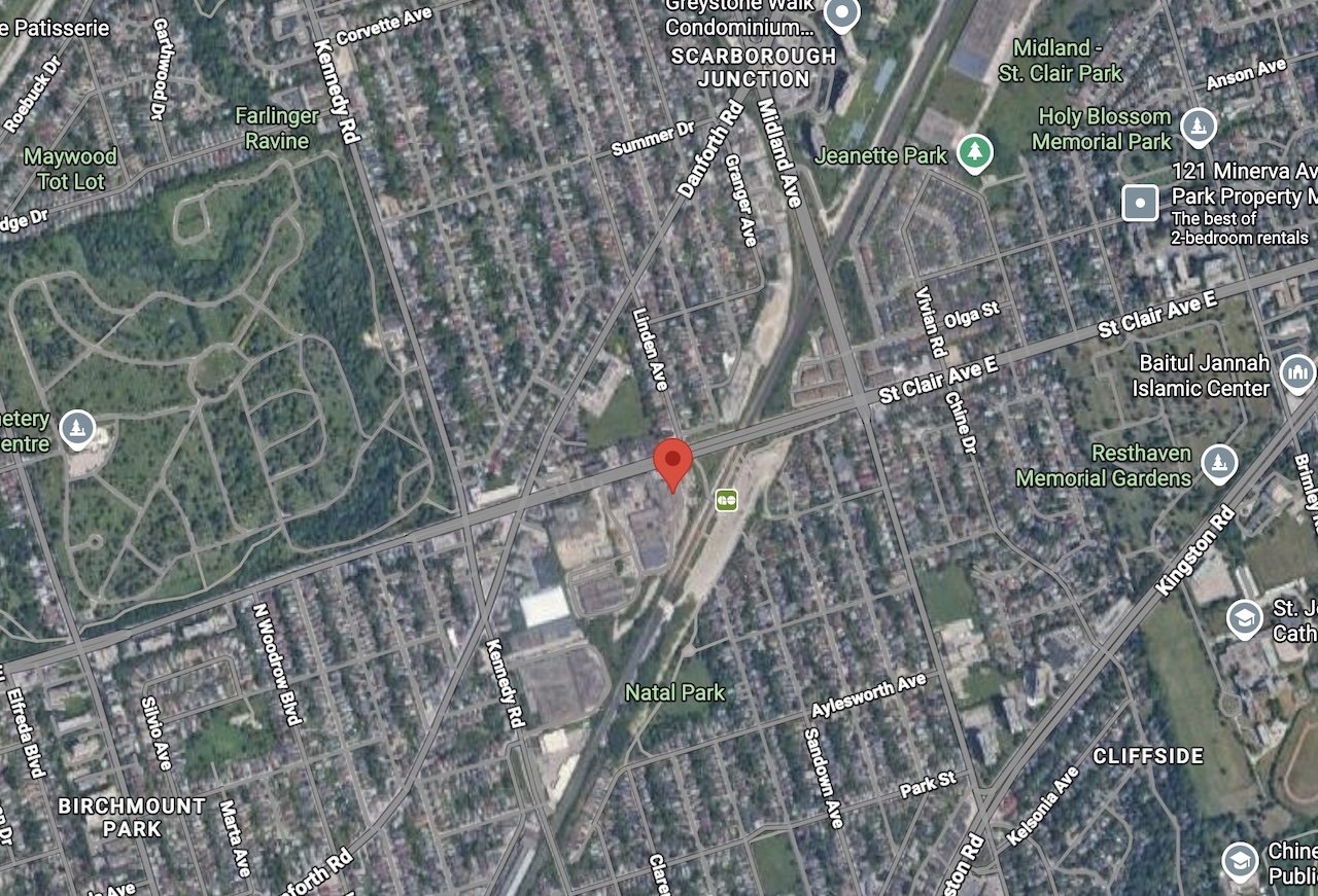 Aerial view, Scarborough Junction Masterplan, Toronto
