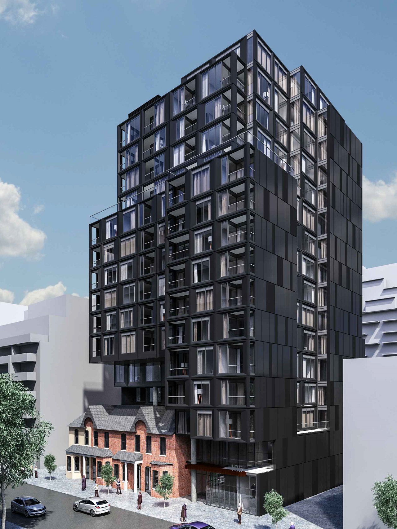 Looking northeast to The Addison Residences at 135 Portland, designed by Core Architects for ADI Development Group