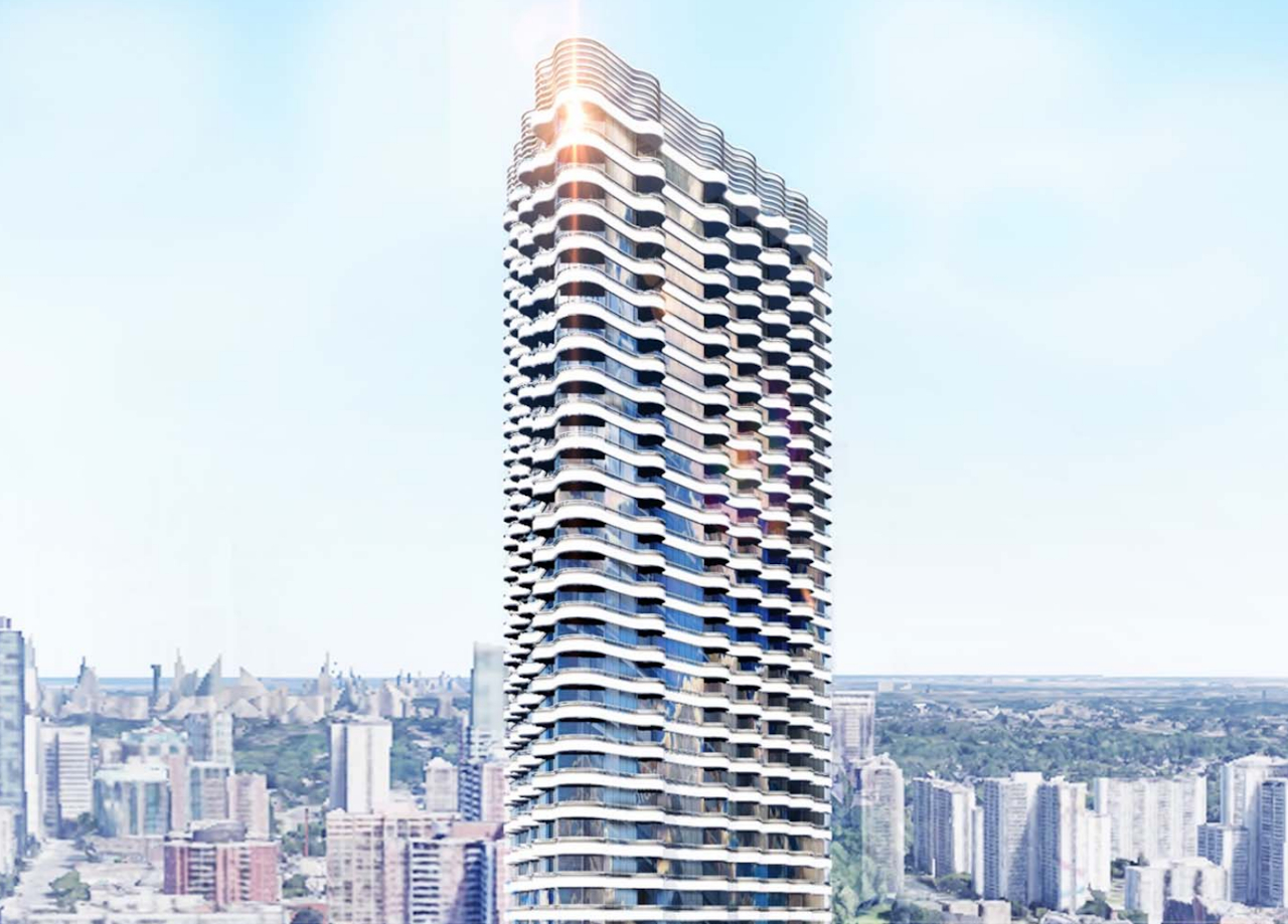 Previous Plan, Looking northeast at 218 Dundas East, designed by Giannone Petricone Associates for Menkes Developments